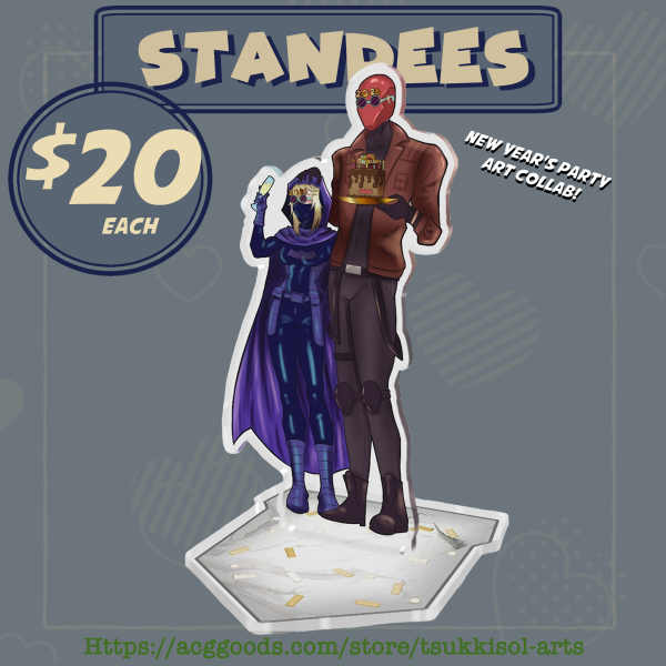 DC Comics New Year's Eve Party Artist Collab Jason Todd Red Hood and Stephanie Brown Spoiler/Batgirl Clear Acrylic Standees