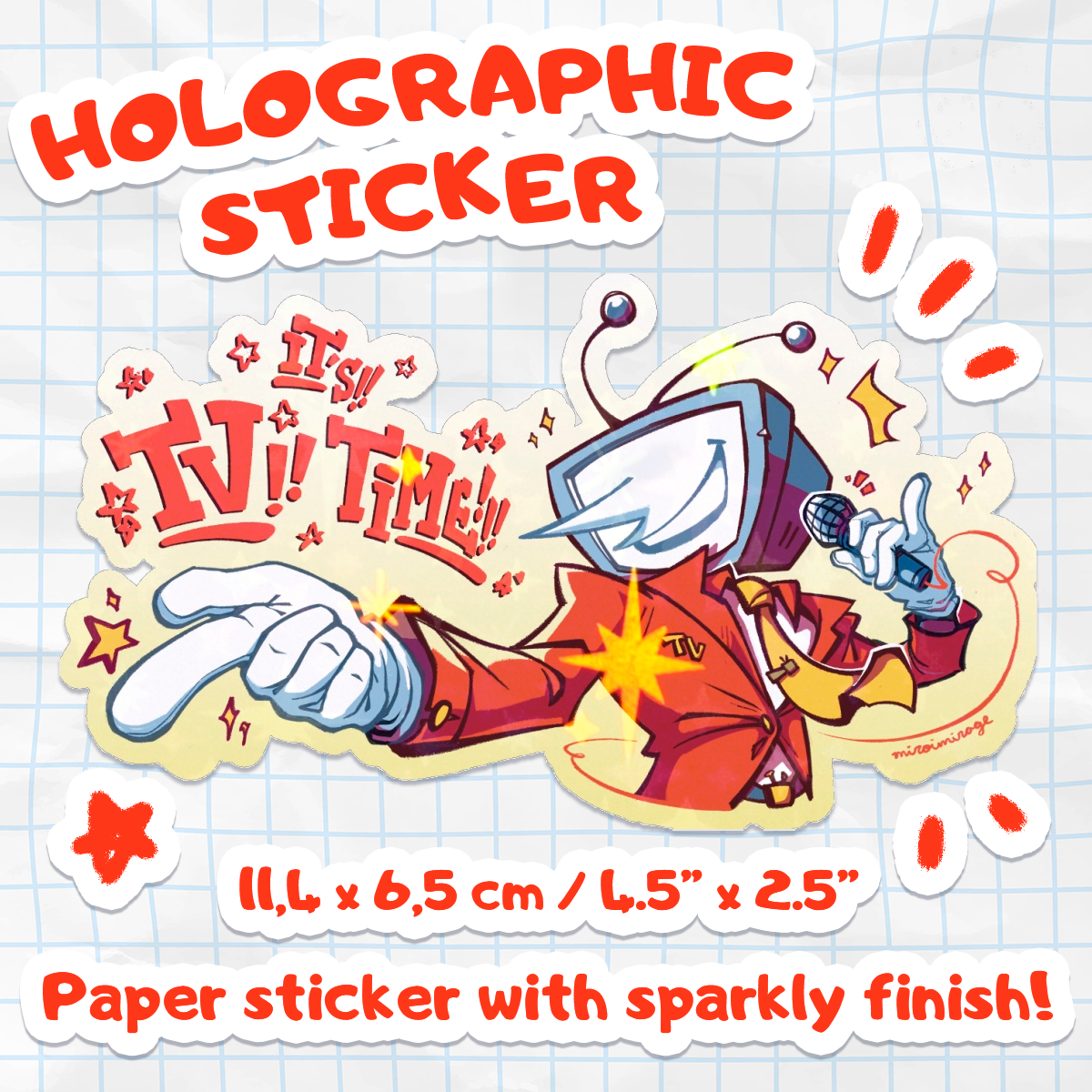 Tenna "It's TV Time!" - Sparkly Sticker [Deltarune]