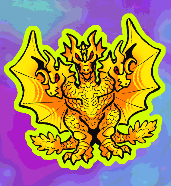 Godzilla King Ghidorah Sticker