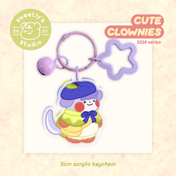 sweetly's ♡ plum post chinchilla cute clown keychain