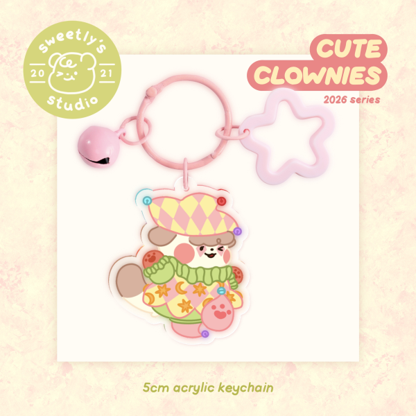 sweetly's ♡ jester sugar glider cute clown keychain