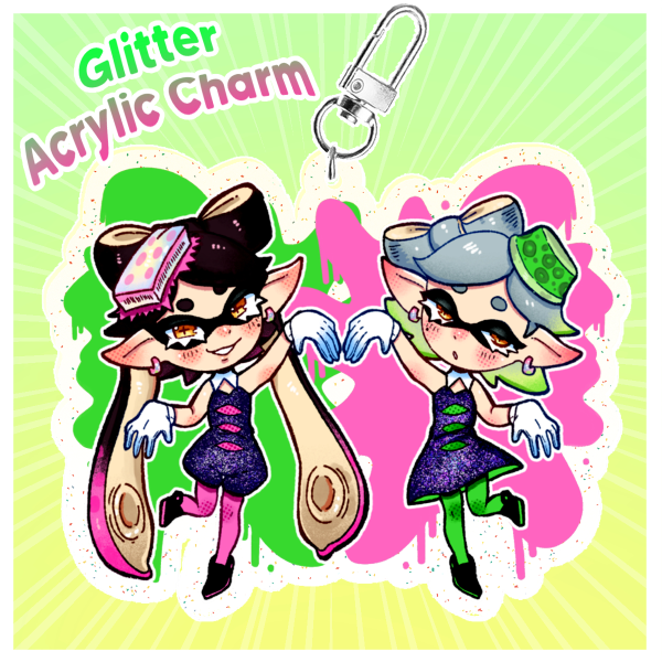Squid Sisters Glitter Acrylic Keychain