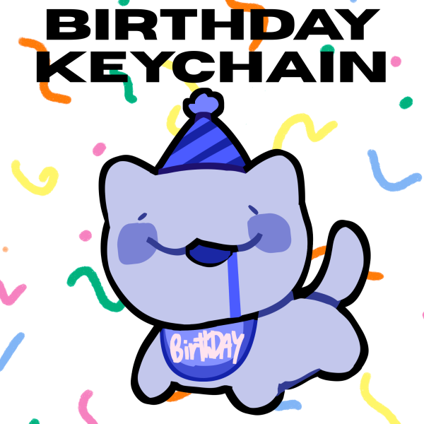 Birthday kitty keychain