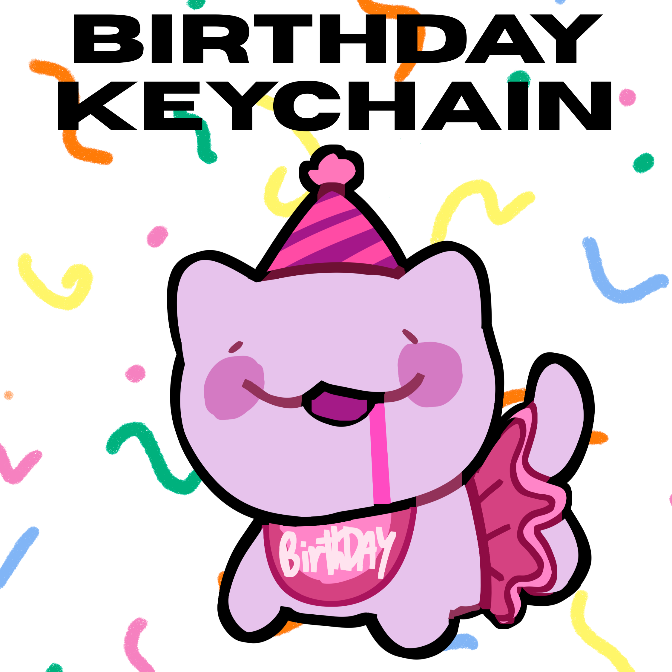 Birthday kitty keychain