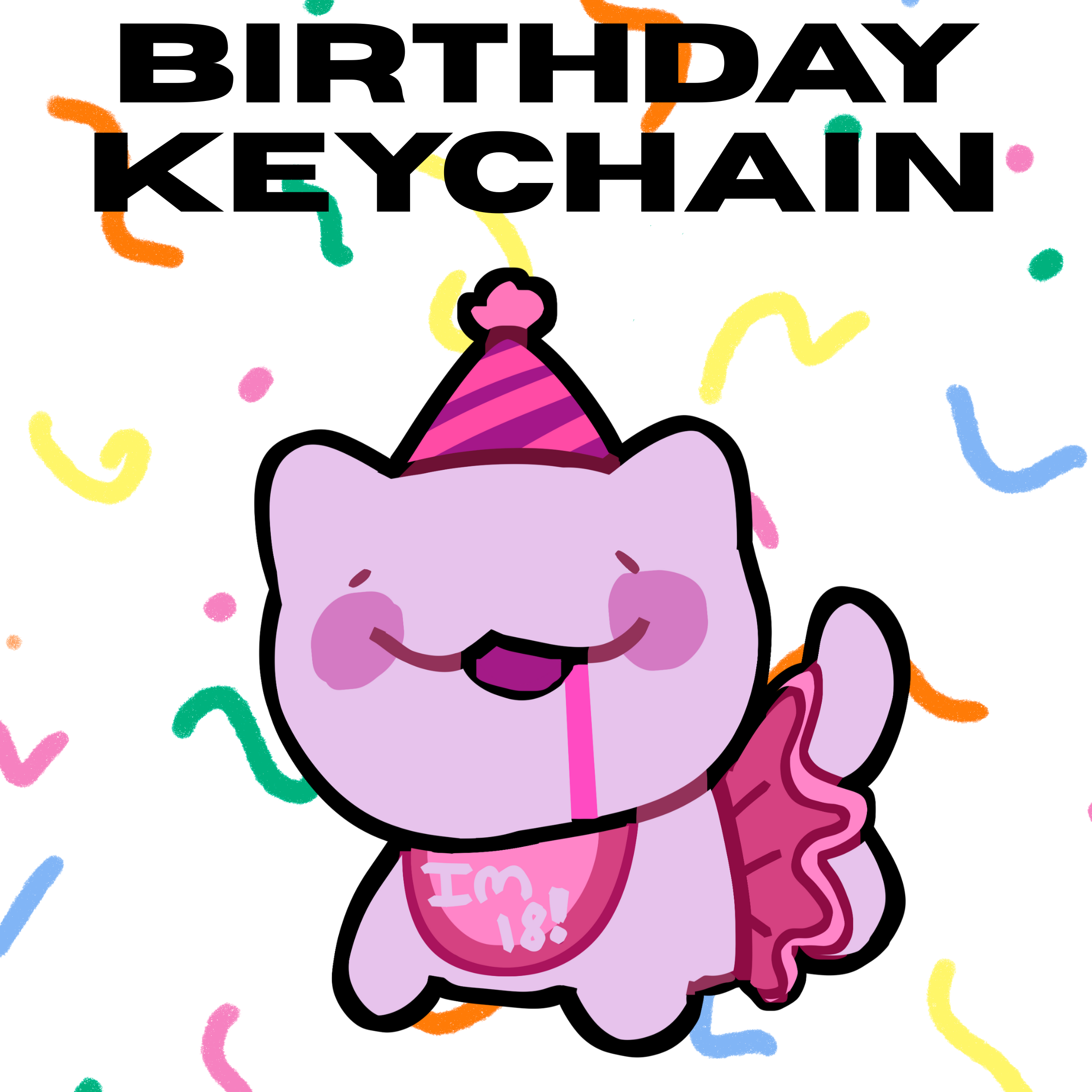 Birthday kitty keychain