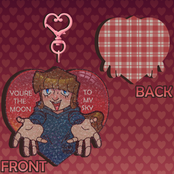 Valentines PearlecentMoon Glitter Keychain