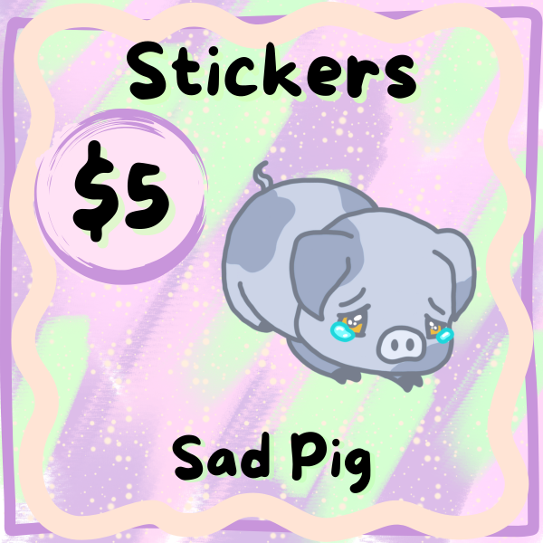 Sad Pig Die Cut Sticker