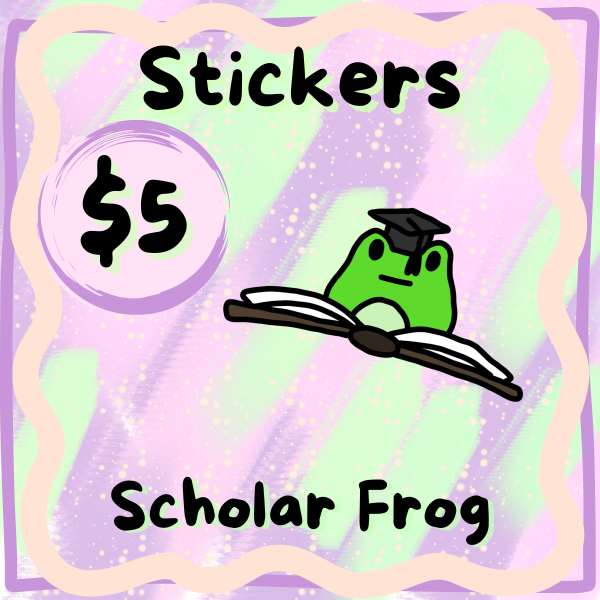 Scholar Frog Die Cut Sticker