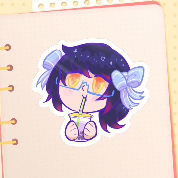 Vtuber Chibi-Diane - Bubble Tea Time Die Cut Sticker