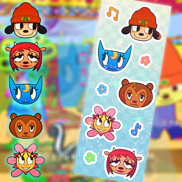 PaRappa and Friends Sticker Sheet