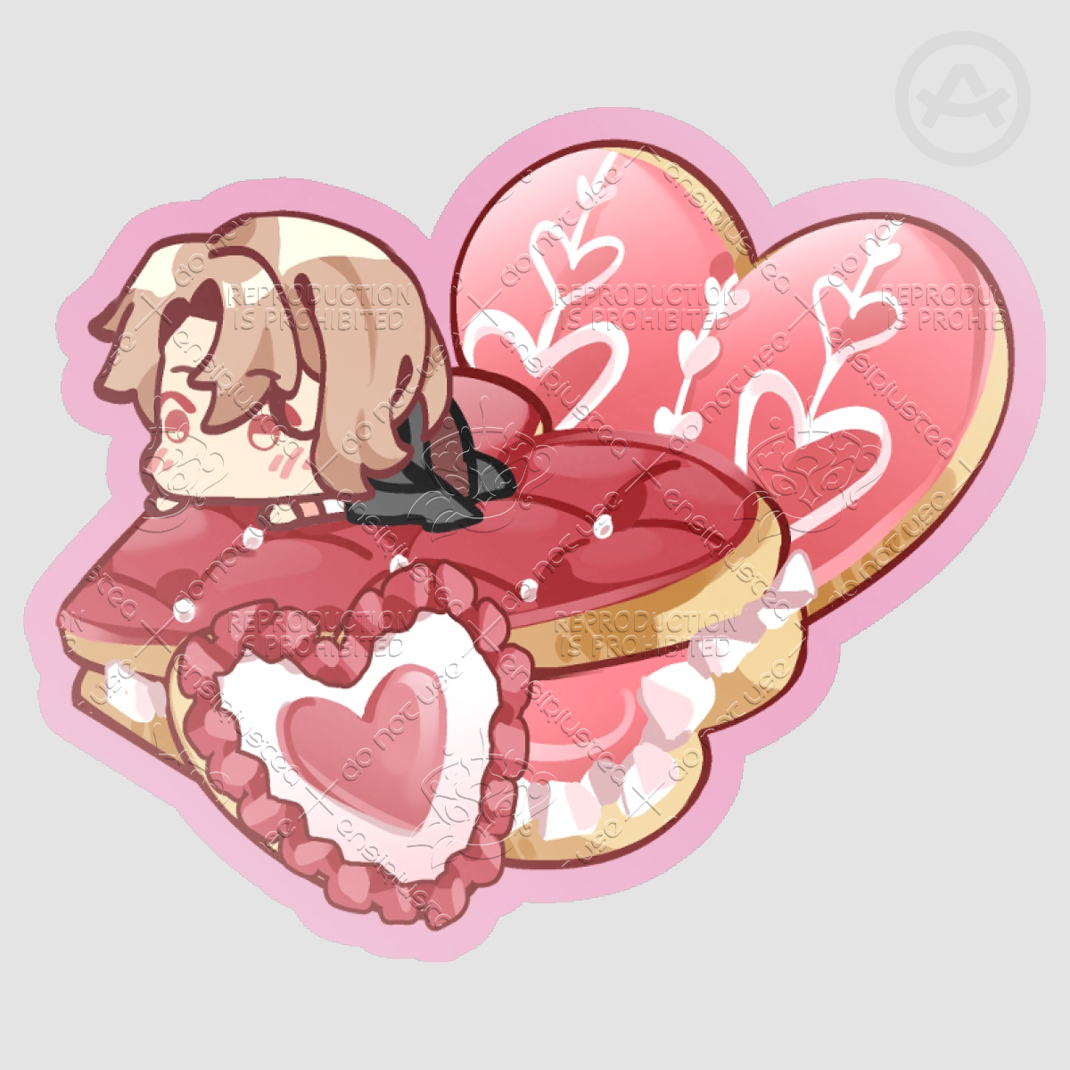 Asmodeus Gingerbread Heart Cookies Clear Sticker