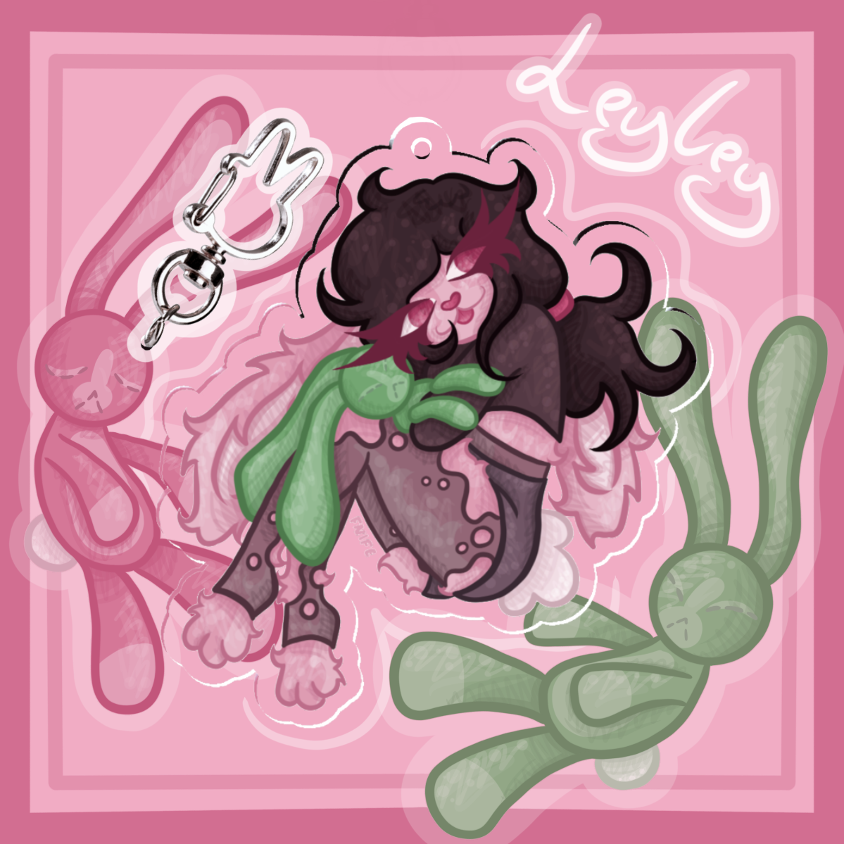 Ashley with Bunny Plush keychain 💚 TCOAAL