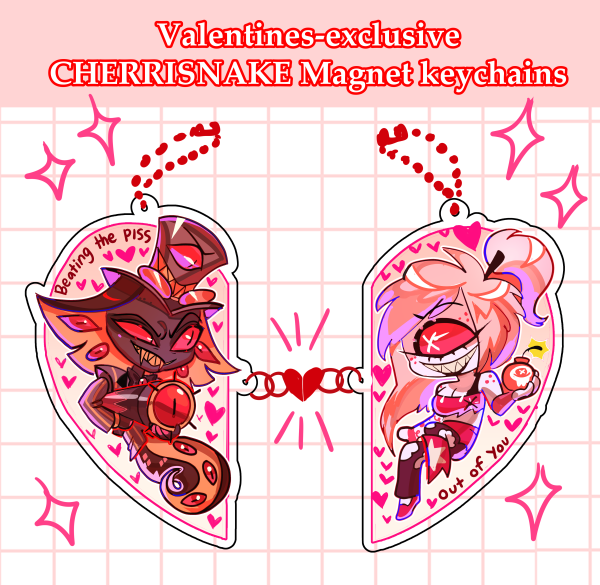 Cherrisnake Valentines Magnet Acrylic Keychain