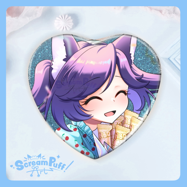ScreamPuffArt 2025 Heart Badge - Holo Blue