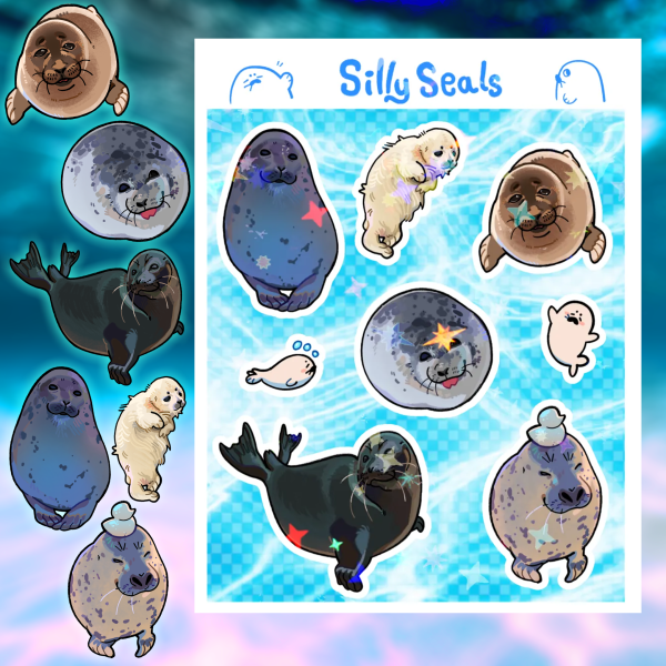 Silly Seal Friends Holographic Sticker Sheet