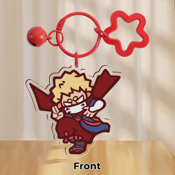 Acrylic Keychain - Fanboy Bakugo Katsuki Dynamight dressed as Shinya Kamihara Edgeshot - My Hero Academia Anime BNHA MHA