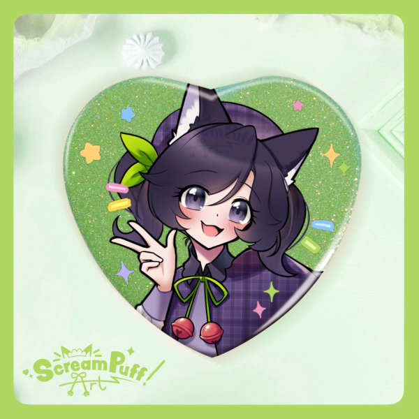 ScreamPuffArt Heart Badge - Holo Green