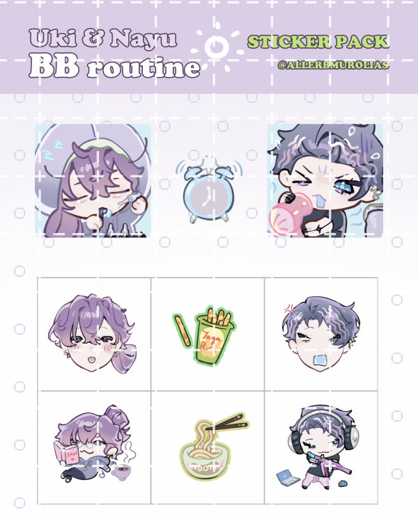 BB-Routine ⏰ [Uki & Nayu] Coated Paper STICKER PACK