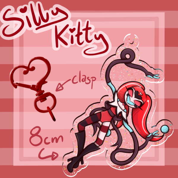 Silly Kitty Glitter Keychain ♥️ Hazbin Hotel