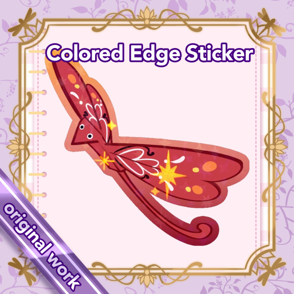 Red Dragonfly Colored Edge Sticker