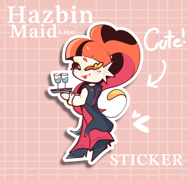 Fish Snack Chibi Hazbin Hotel [ Maid Line] Colored Edge Die Cut Stickers