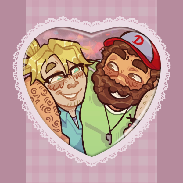 Henry and Darryl Heart Shape Holographic Badge
