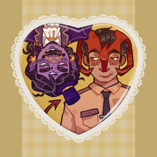 Scam Likely and Jodie Heart Shape Holographic Badges