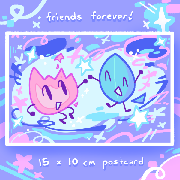 friends forever! - BFDI Postcard Print