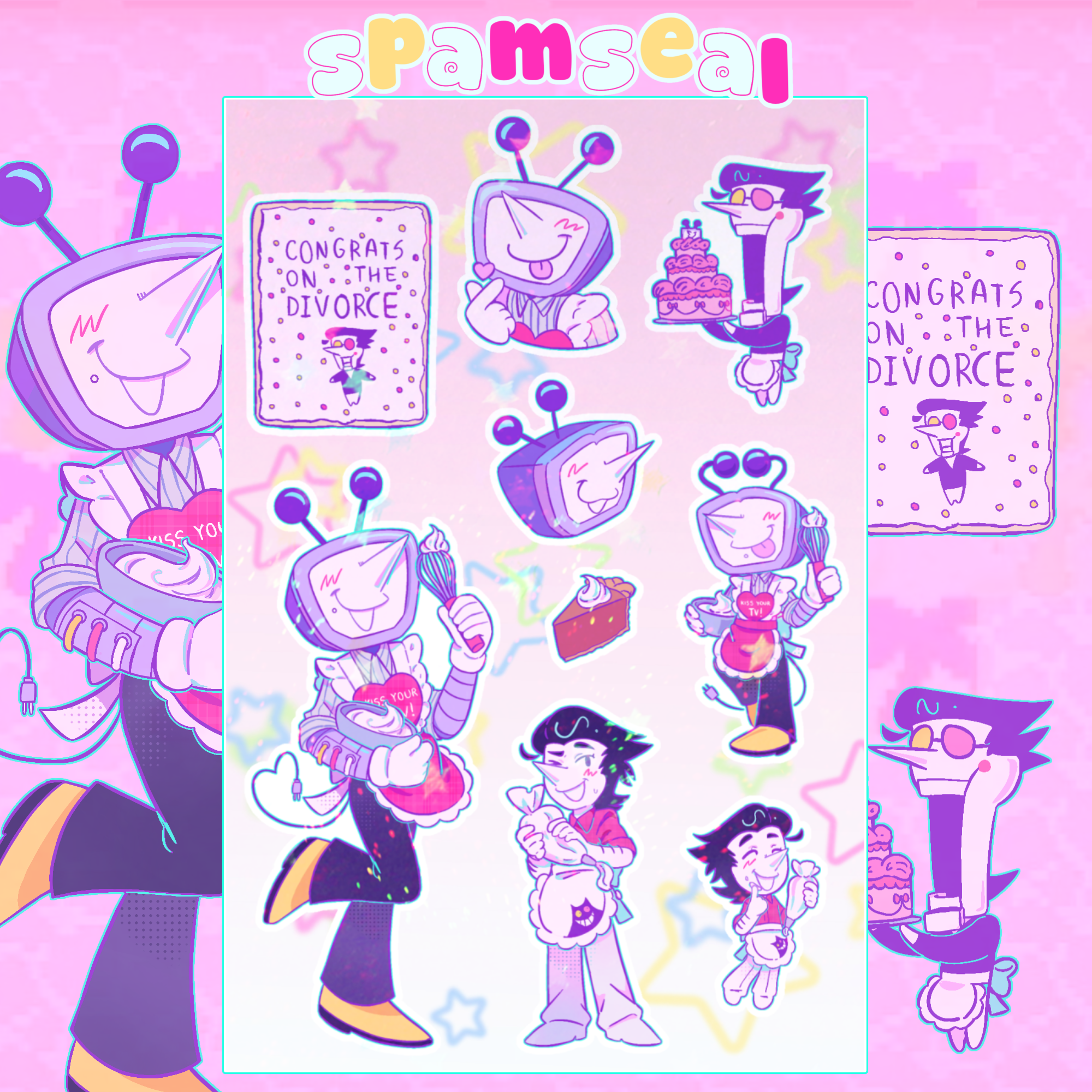 Spamton & Tenna's Bakery Stickers Sheet