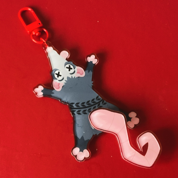 Roadkill Opossum Tail-wagging Keyring