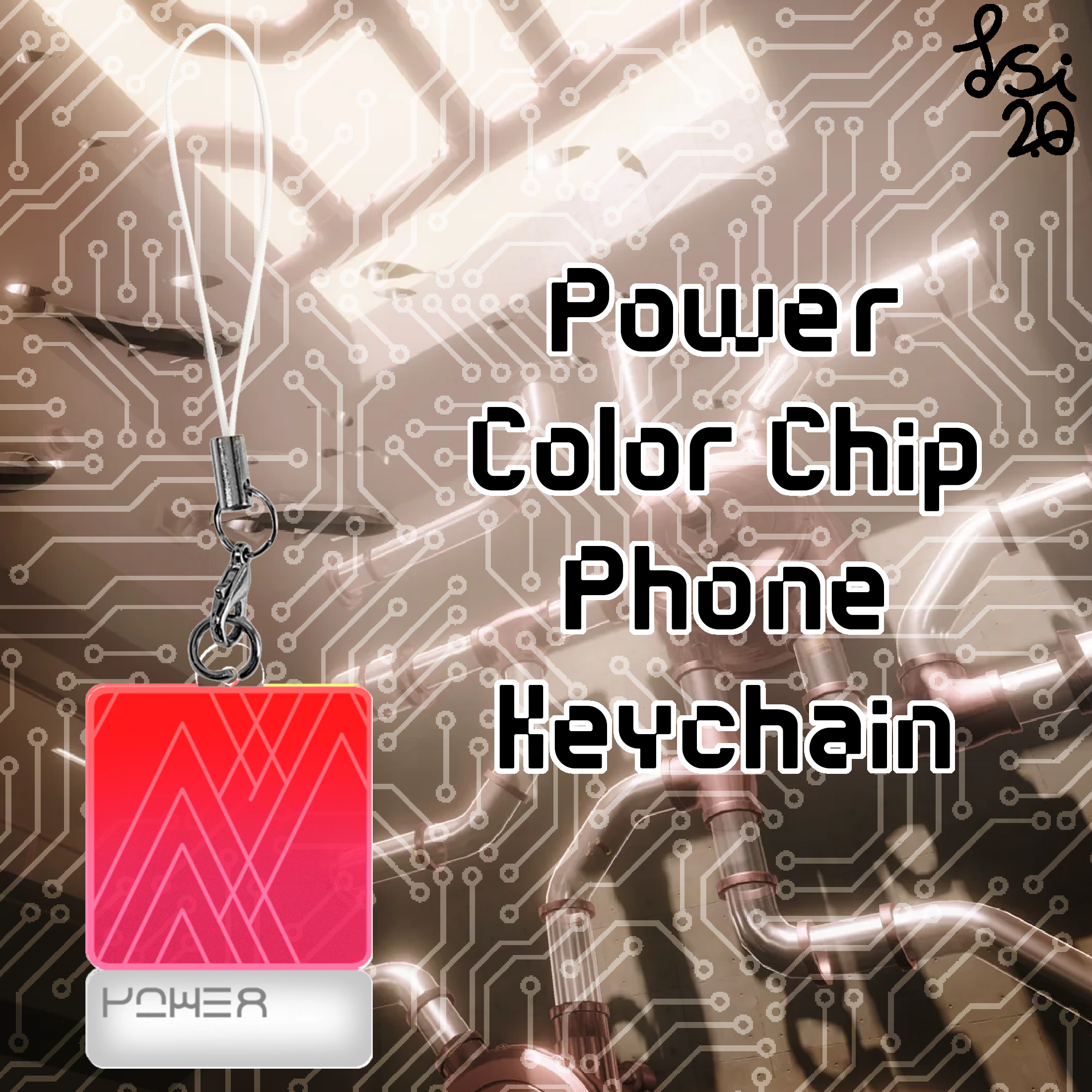 Power Color Chip Phone Keychain