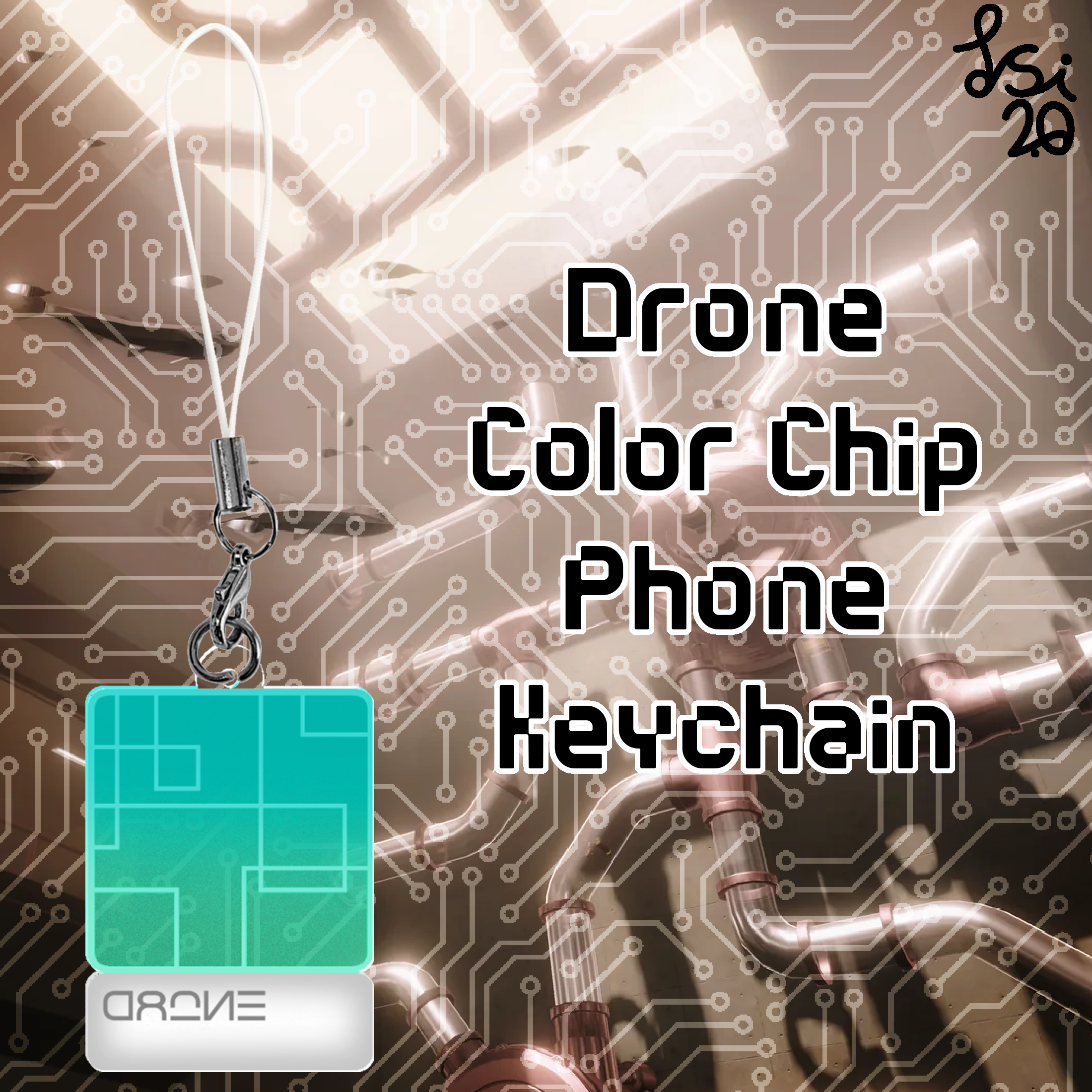 Drone Color Chip Phone Keychain