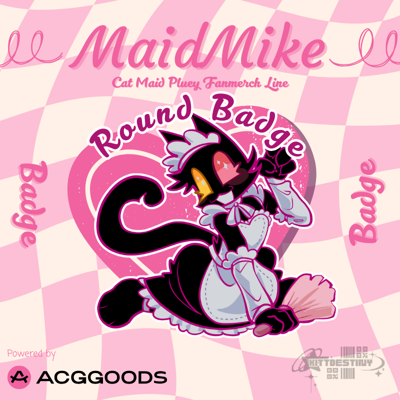 Deltarune Cat Maid Pluey Round Badges (Button Pins)