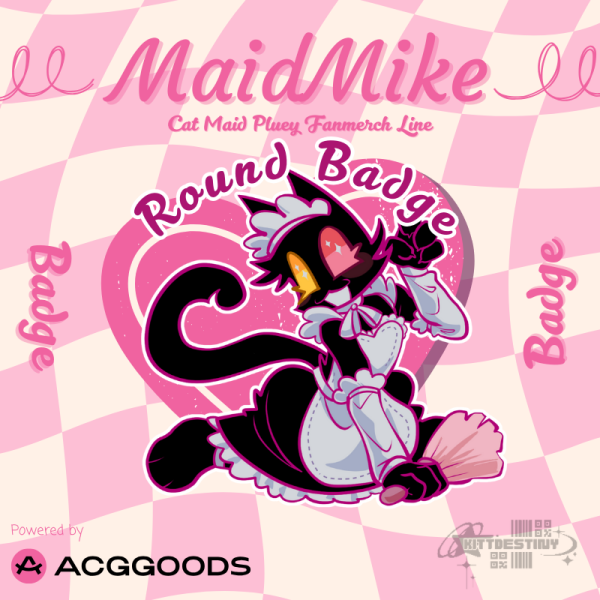 Deltarune Cat Maid Pluey Round Badges (Button Pins)