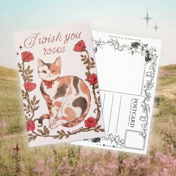 'I Wish You Roses' Postcard