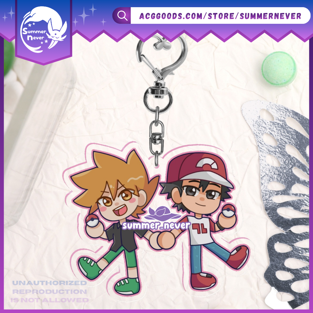 REGURI [Pokemon] Red Green Blue Oak Clear Acrylic Keychain by