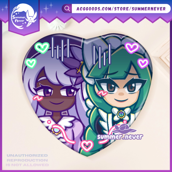 PLAYROUGHSHIPPING [Pokemon] Jacinthe x Lebanne Heart Button Badge
