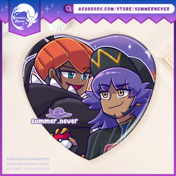 RAILEON [Pokemon] Raihan x Leon Heart Button Badge