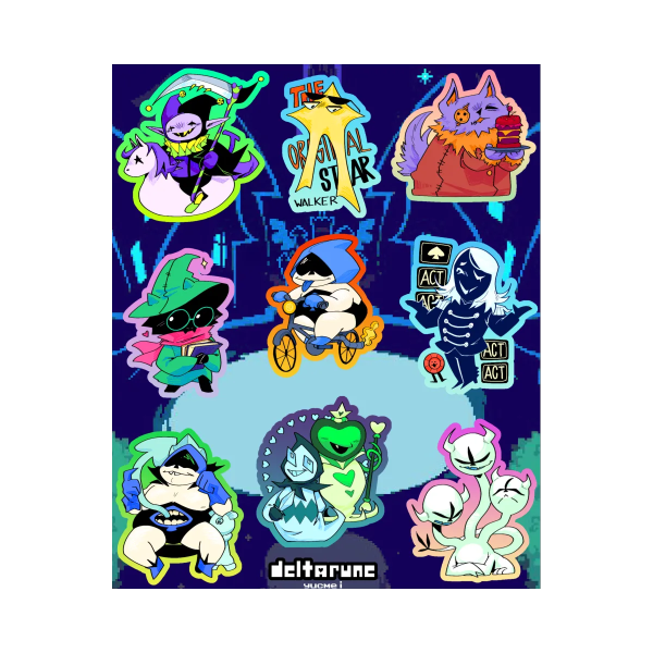Deltarune Chapter 1 Stickers Sheet (Rainbow hologram)