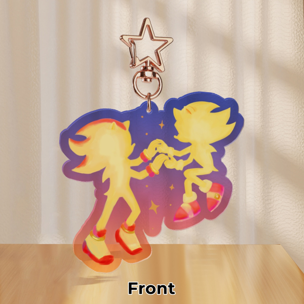 [Sonic] Super Sonic and Super Shadow night sky Acrylic Keychain