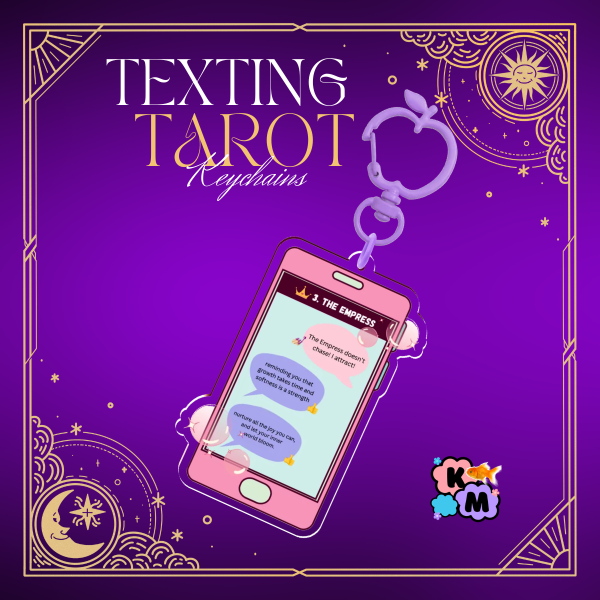 3. The Empress Texting Tarot Card Smartphone Acrylic Keychain