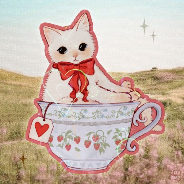 'Kitty in a Teacup' Sticker