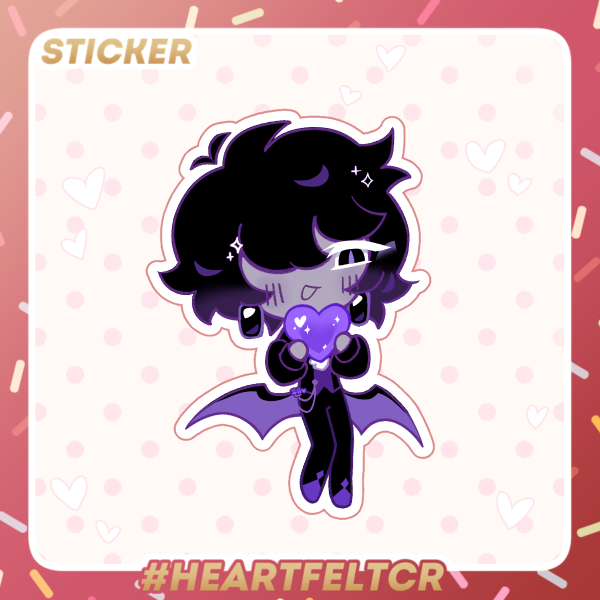 Cookie Run Black Sapphire holo-hearts sticker