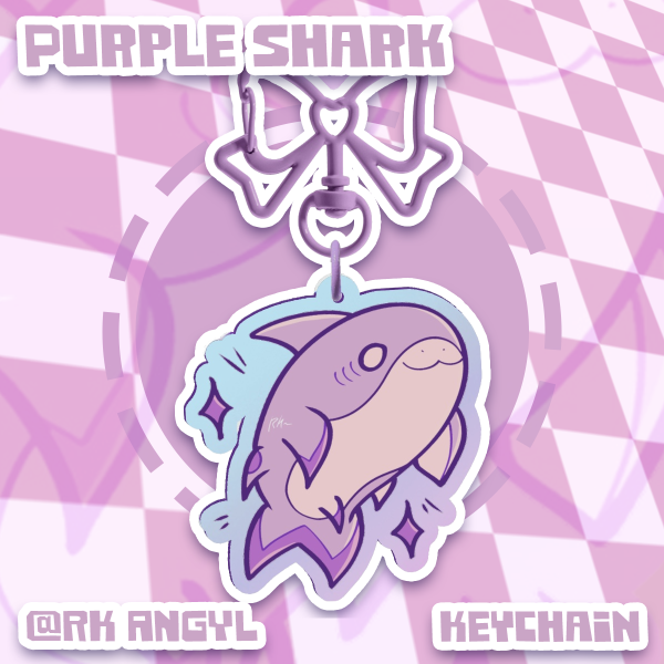 Purple Shark Rainbow Acrylic Keychains