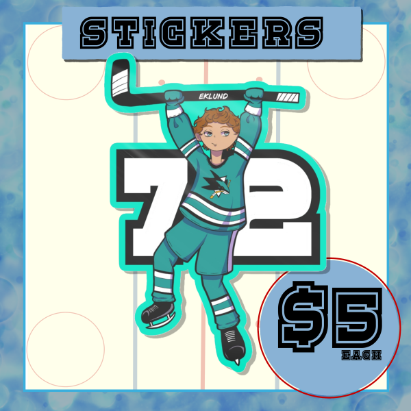 William Eklund || Hockey || NHL || San Jose Sharks Colored Edge Die Cut Stickers