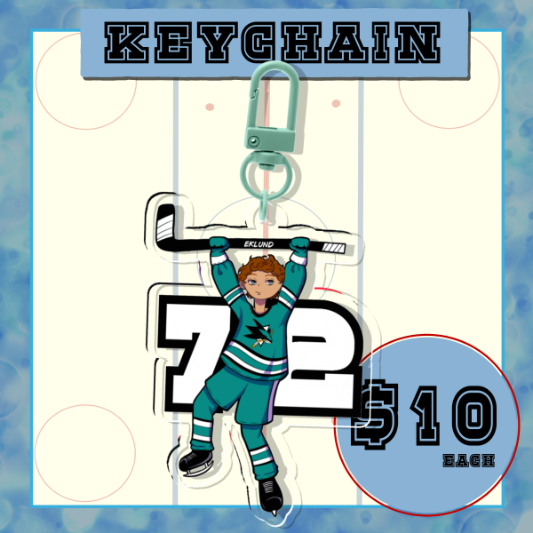 William Eklund || Hockey || NHL || San Jose Sharks Clear Acrylic Keychains