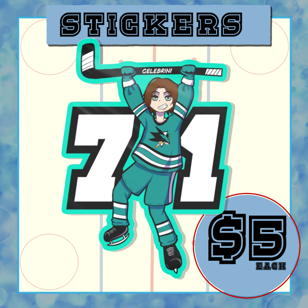 Macklin Celebrini || Hockey || NHL || San Jose Sharks Colored Edge Die Cut Stickers