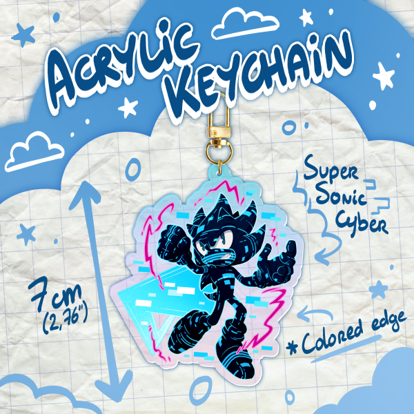 Cyber Super Sonic - Acrylic Keychain