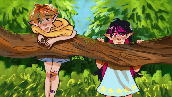 two elves kid postcard print