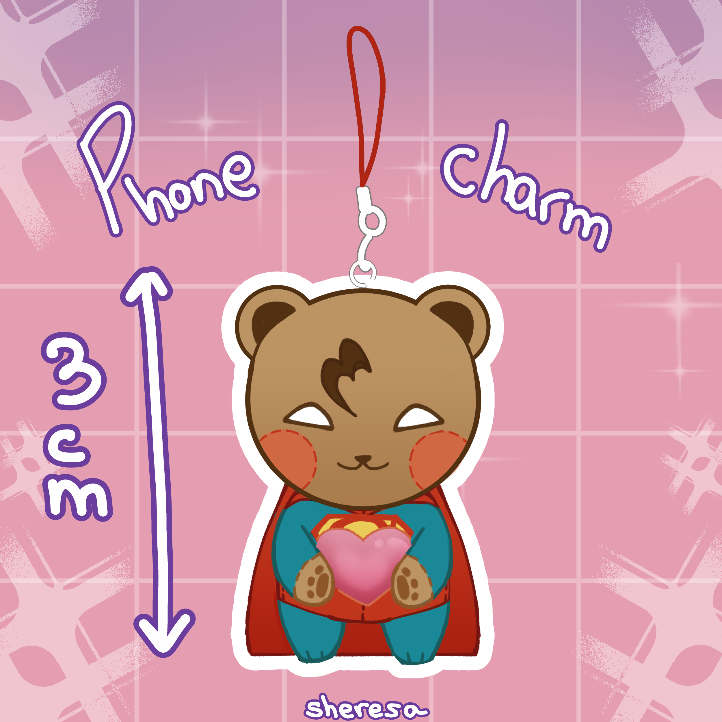 Superman (Superbat) - Phone charm (Clear Acrylic Keychain)
